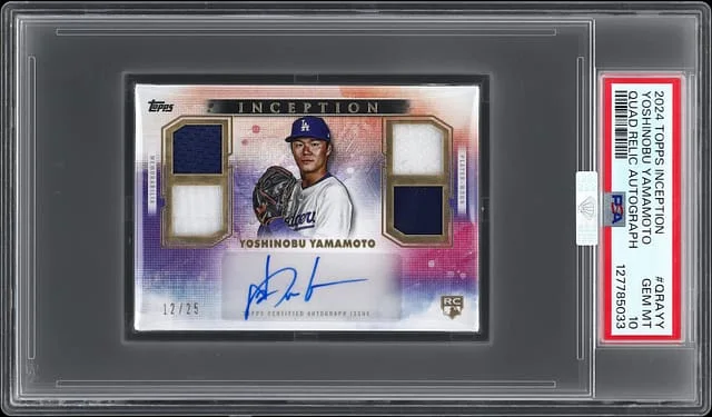 2024 Topps Yoshinobu Yamamoto Inception Quad Relic Autograph #QRAYY card image