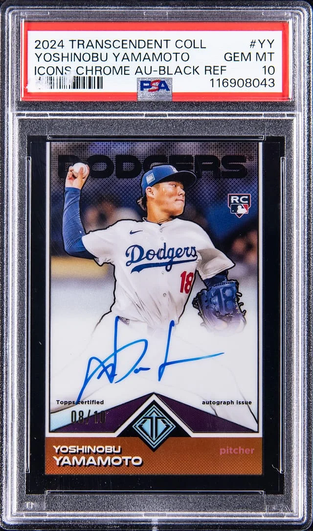 2024 Topps Yoshinobu Yamamoto Transcendent Collection Icons Chrome Autograph #TCBA-YY card image