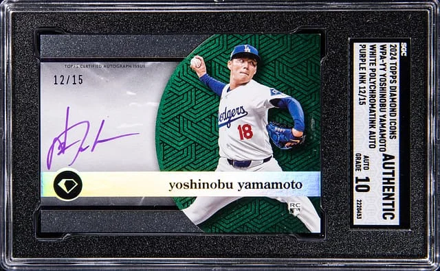 2024 Topps Yoshinobu Yammamoto Diamond Icons White Polychromatink Autograph #WPA-YY card image
