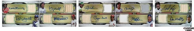 2024 Triple Threads Autograph Deca Relic Combo Book Henderson/Boggs/Murray/Brett/Mattingly/Ripken/Yount/Schmidt/Smith/Sandberg Multi-Signed Game-Used #DARCB-13 card image