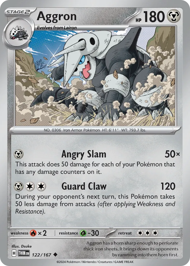 2024 Twilight Masquerade Aggron #122/167 Uncommon card image