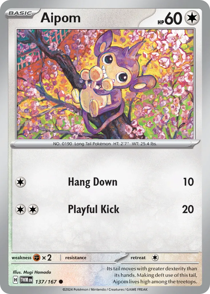 2024 Twilight Masquerade Aipom Common #137/167 Common card image