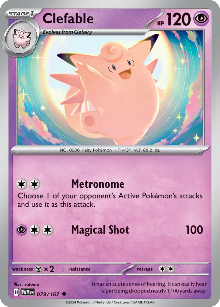2024 Twilight Masquerade Clefable Uncommon #079/167 Uncommon card image