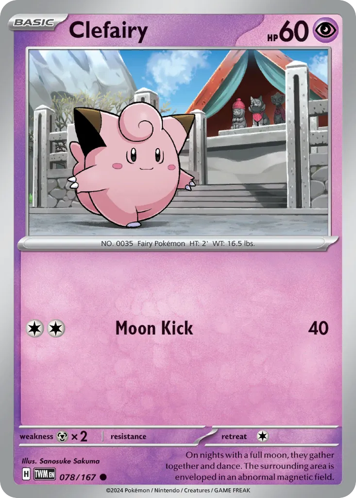 2024 Twilight Masquerade Clefairy Common #078/167 Common card image