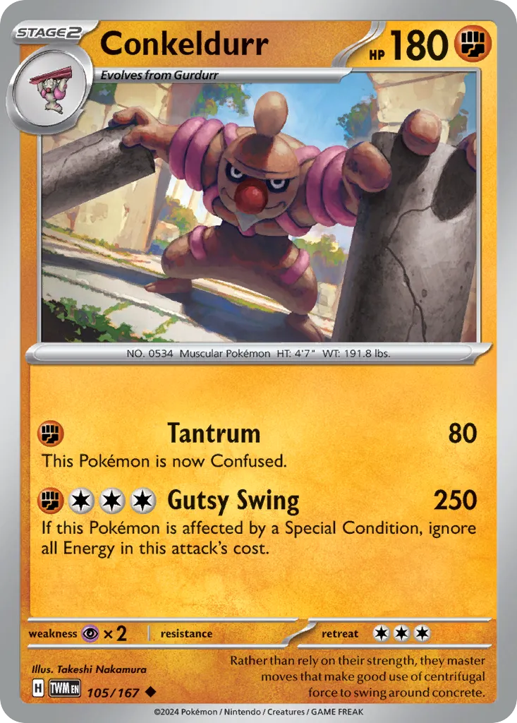 2024 Twilight Masquerade Conkeldurr #105/167 Uncommon card image