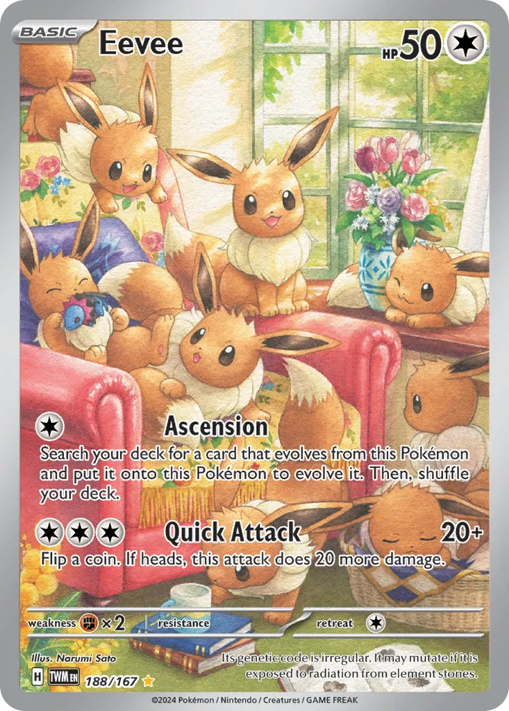 2024 Twilight Masquerade Eevee #188/167 Illustration Rare card image