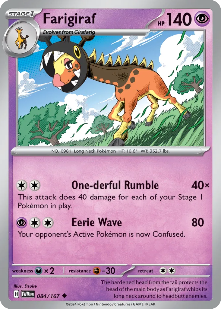 2024 Twilight Masquerade Farigiraf #084/167 Uncommon card image