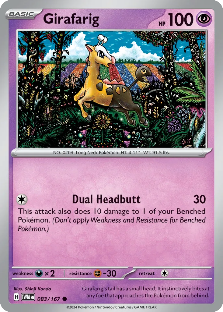 2024 Twilight Masquerade Girafarig Common #083/167 Common card image