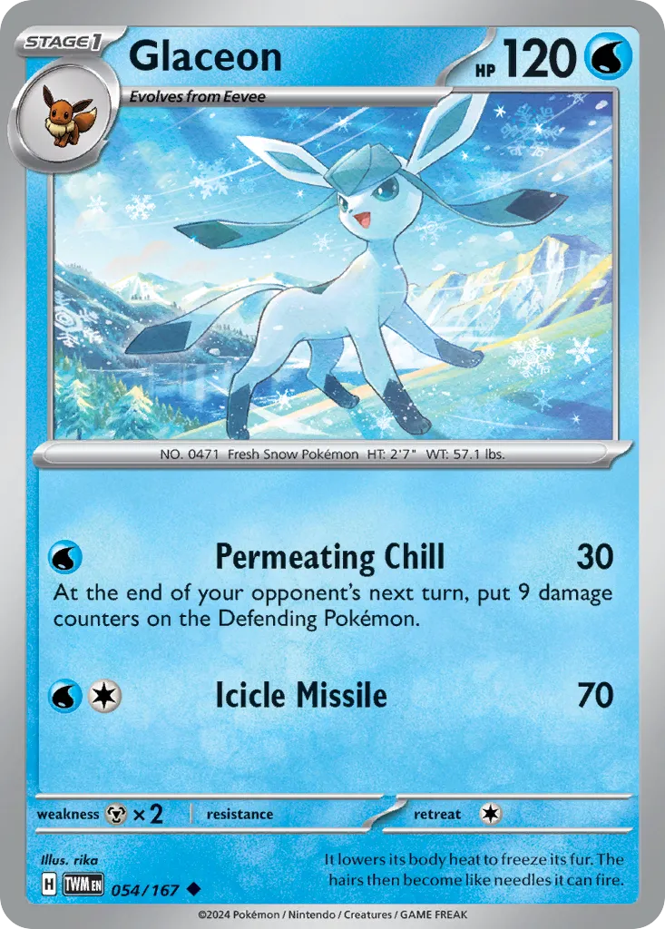 2024 Twilight Masquerade Glaceon Uncommon #054/167 Uncommon card image