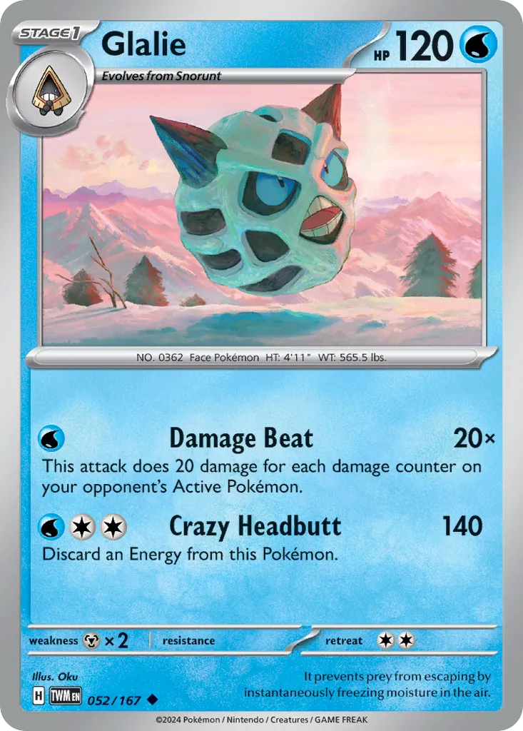 2024 Twilight Masquerade Glalie #052/167 Uncommon card image
