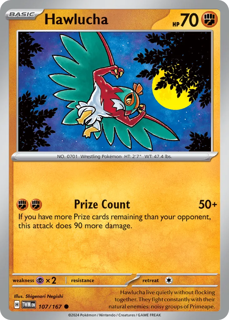 2024 Twilight Masquerade Hawlucha Common #107/167 Common card image