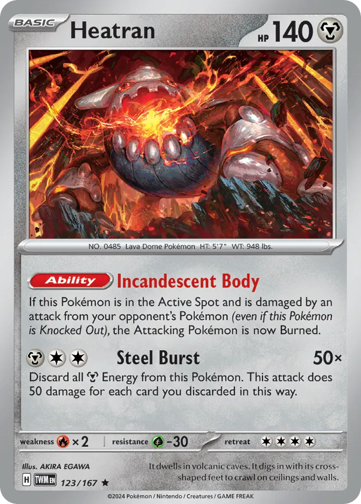 2024 Twilight Masquerade Heatran #123/167 Rare card image