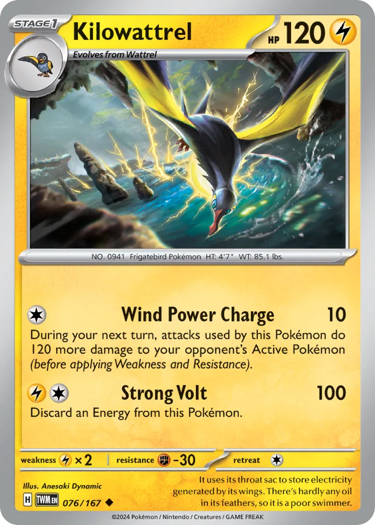 2024 Twilight Masquerade Kilowattrel #076/167 Uncommon card image