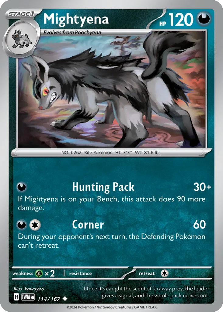2024 Twilight Masquerade Mightyena #114/167 Uncommon card image