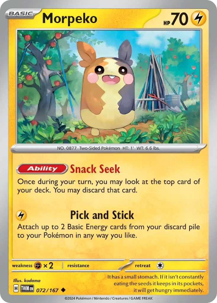 2024 Twilight Masquerade Morpeko Uncommon #072/167 Uncommon card image