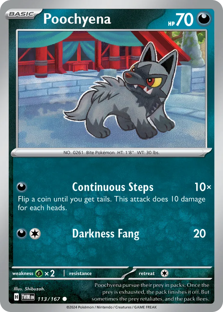 2024 Twilight Masquerade Poochyena #113/167 Common card image