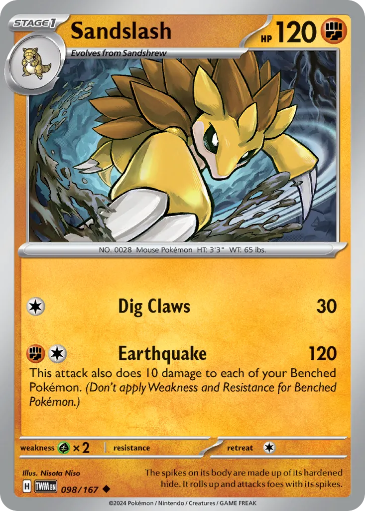2024 Twilight Masquerade Sandslash Uncommon #098/167 Uncommon card image