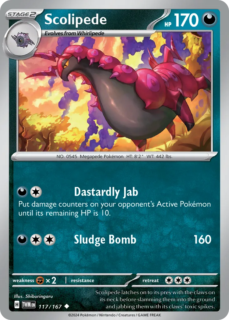 2024 Twilight Masquerade Scolipede #117/167 Uncommon card image