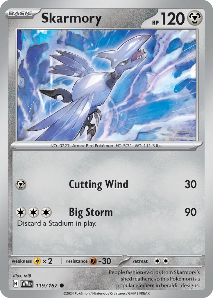 2024 Twilight Masquerade Skarmory #119/167 Common card image