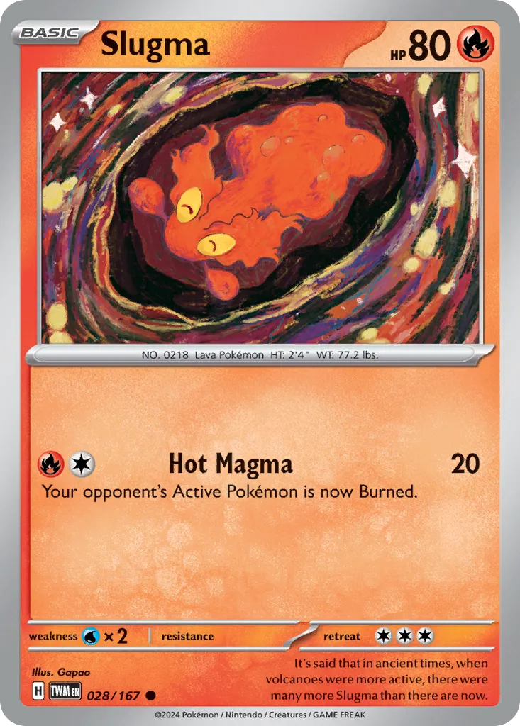 2024 Twilight Masquerade Slugma Common #028/167 Common card image