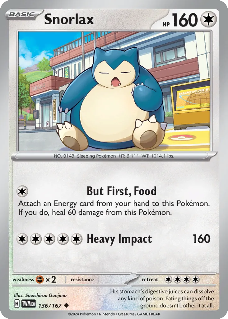 2024 Twilight Masquerade Snorlax #136/167 Uncommon card image
