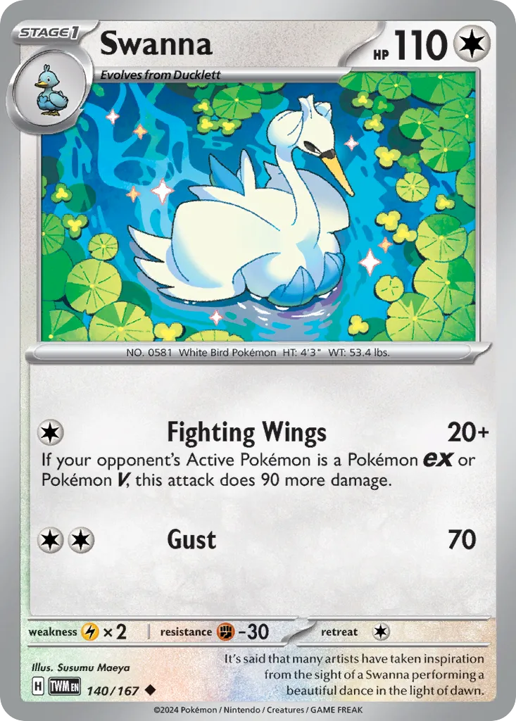 2024 Twilight Masquerade Swanna #140/167 Uncommon card image