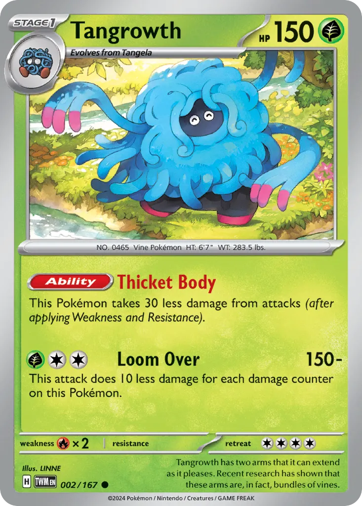 2024 Twilight Masquerade Tangrowth Common #002/167 Common card image