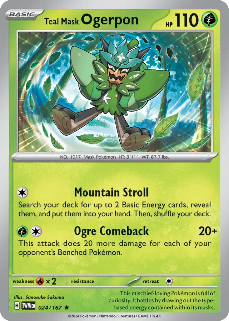 2024 Twilight Masquerade Teal Mask Ogerpon #024/167 Rare card image