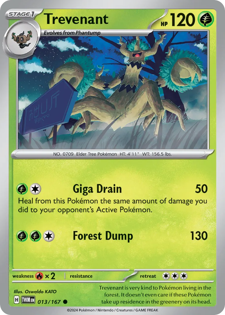 2024 Twilight Masquerade Trevenant Common #013/167 Common card image