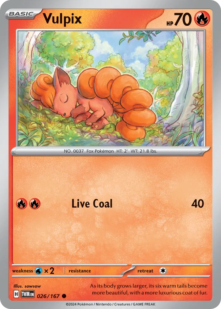 2024 Twilight Masquerade Vulpix Common #026/167 Common card image