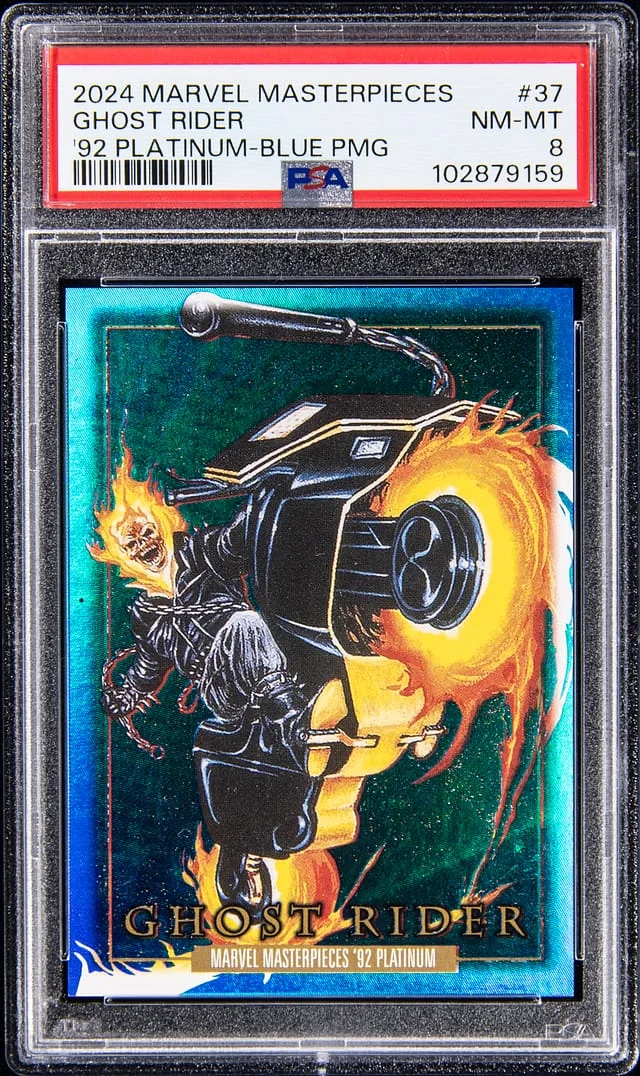 2024 Upper Deck Ghost Rider Marvel Masterpieces '92 Platinum Precious Metal Gems (PMG) Blue #37 card image