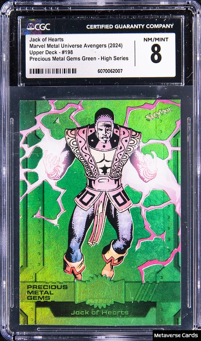 2024 Upper Deck Jack of Hearts Marvel Metal Universe Avengers Precious Metal Gems (PMG) Green - High Series #198 card image