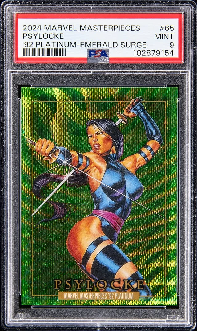 2024 Upper Deck Psylocke Marvel Masterpieces '92 Platinum Emerald Surge #65 card image