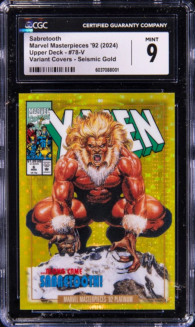 2024 Upper Deck Sabretooth Marvel Masterpieces '92 Variant Covers Seismic Gold #78-V card image