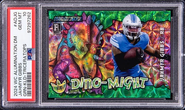 2024 Wild Card Alumination Dino-Might Green Kaleidoscope Triceratops Jahmyr Gibbs #ADJG card image