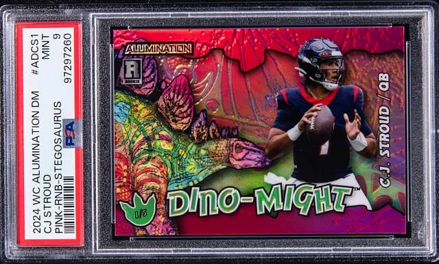 2024 Wild Card Alumination Dino-Might Pink Rainbow Stegosaurus CJ Stroud #AD-CS1 card image