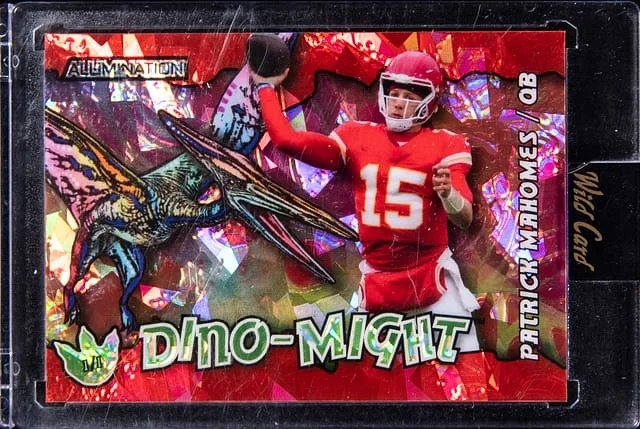 2024 Wild Card Alumination Dino-Might Red Pterodactyl Patrick Mahomes II - Wild Card Encased #AD-PM3 card image
