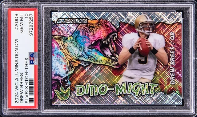 2024 Wild Card Alumination Dino-Might Silver Crosshatch T-Rex Drew Brees #ADDB card image