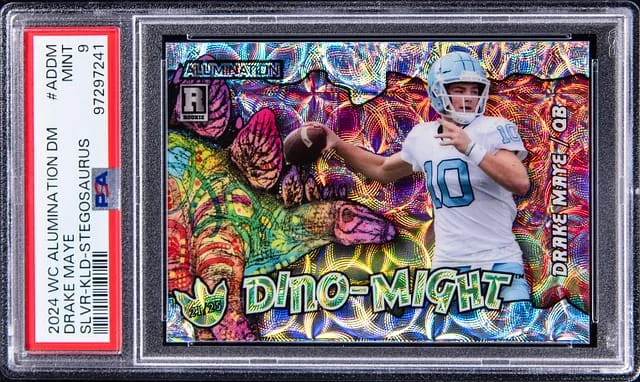 2024 Wild Card Alumination Dino-Might Silver Kaleidoscope Steogsaurus Drake Maye #ADDM card image