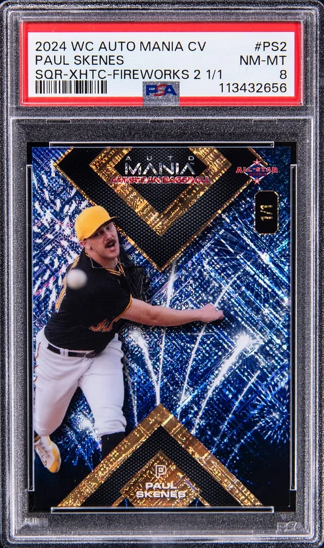 2024 Wild Card Auto Mania American Baseball Clearview National Exclusives SQR-XHTC-Fireworks 2 Paul Skenes #PS2 card image