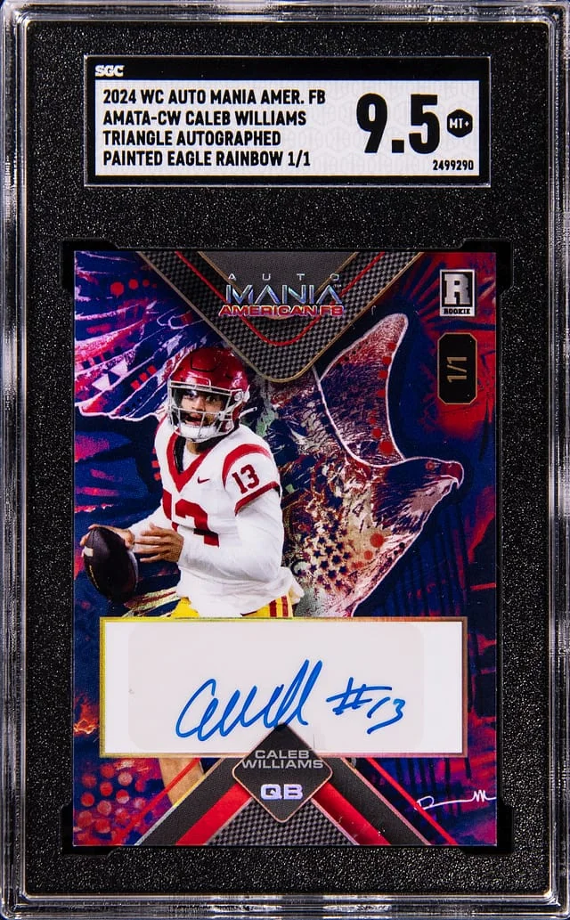 2024 Wild Card Auto Mania American FB Triangle Autograph Painted Eagle Rainbow Caleb Williams #AMATA-CW card image