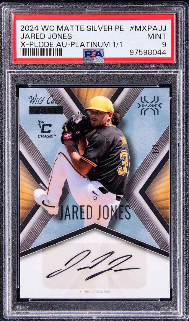 2024 Wild Card Matte Silver Premium Edition X-Plode Autograph Platinum Jared Jones #MXPA-JJ card image