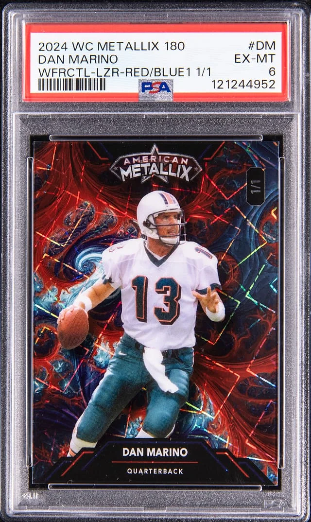 2024 Wild Card Metallix Wildfractal Lazer Red/Blue Dan Marino #DM card image