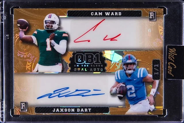 2024 Wild Card On The Clock Dual Autographs Cam Ward/Jaxson Dart #OCD-CWJD card image
