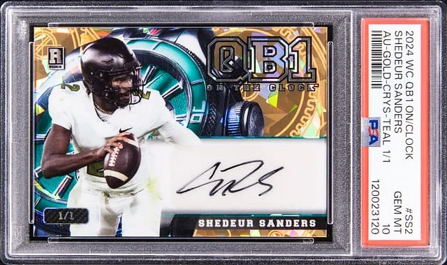 2024 Wild Card QB1 On The Clock Autograph Gold Crystal Teal Shedeur Sanders #SS2 card image