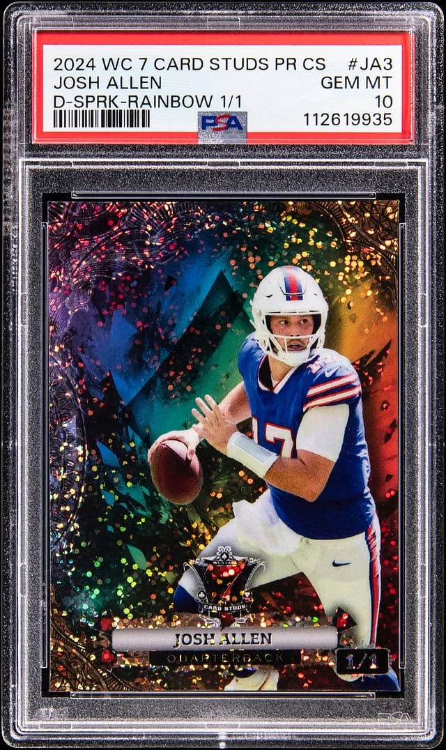 2024 Wildcard 7 Card Studs Promo Chalk Shatter Dark Sparkle Rainbow Josh Allen #JP7CCD-JA3 card image