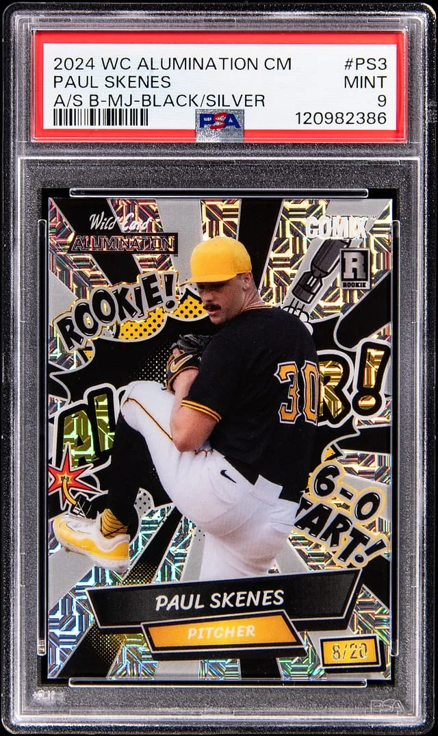 2024 Wildcard Alumination Comix Paul Skenes Edition All-Star Black Mojo Foil Board Black/Silver Paul Skenes #ACBA-PS3 card image