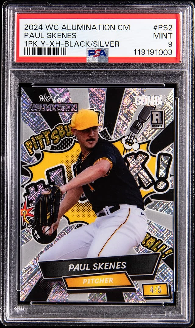 2024 Wildcard Alumination Comix Paul Skenes Edition Pick Yellow Cross Hatch Black/Silver #ACYN-PS2 Paul Skenes #1 card image