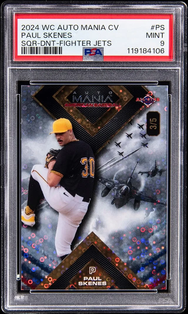 2024 Wildcard Auto Mania American Baseball Clearview National Exclusive Paul Skenes Square Donut Circles Foil Board Fighter Jets Paul Skenes #AMASQ-PS card image