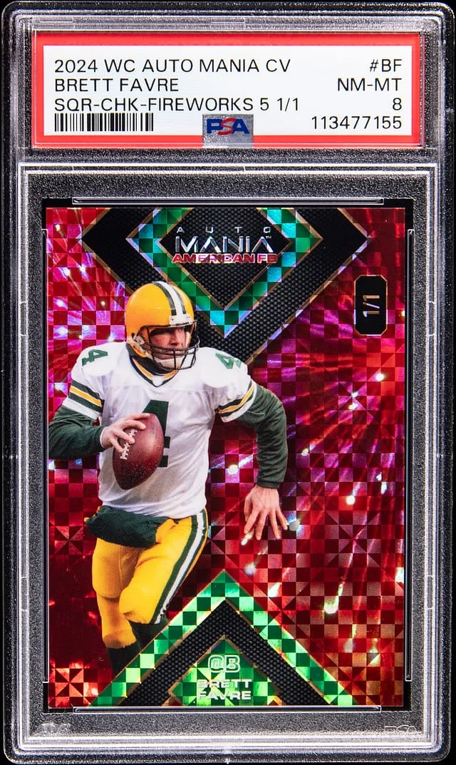 2024 Wildcard Auto Mania American Football Clearview National Exclusives Square Checkerboard Fireworks Brett Favre #AMASQ-BF card image